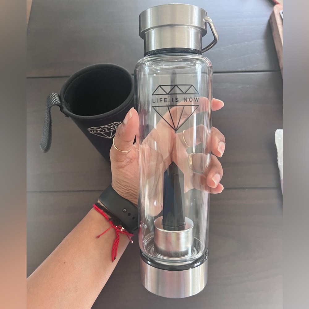 *FINAL PRICE* Black obsidian crystal water bottle